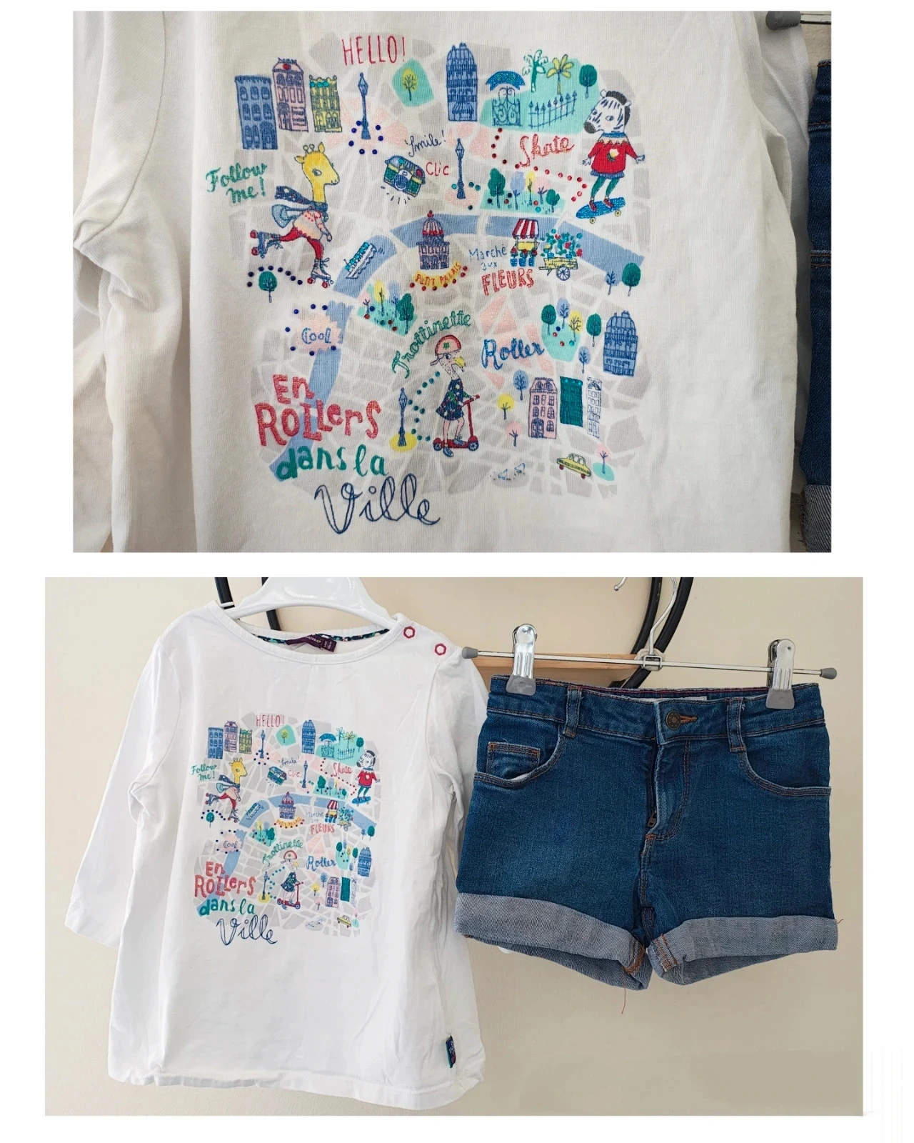 5 ans ensemble teeshirt sergent major ( manque mi longue) et short monoprix